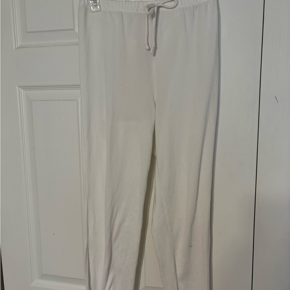 Basic Stretchy White Drawstring Pants